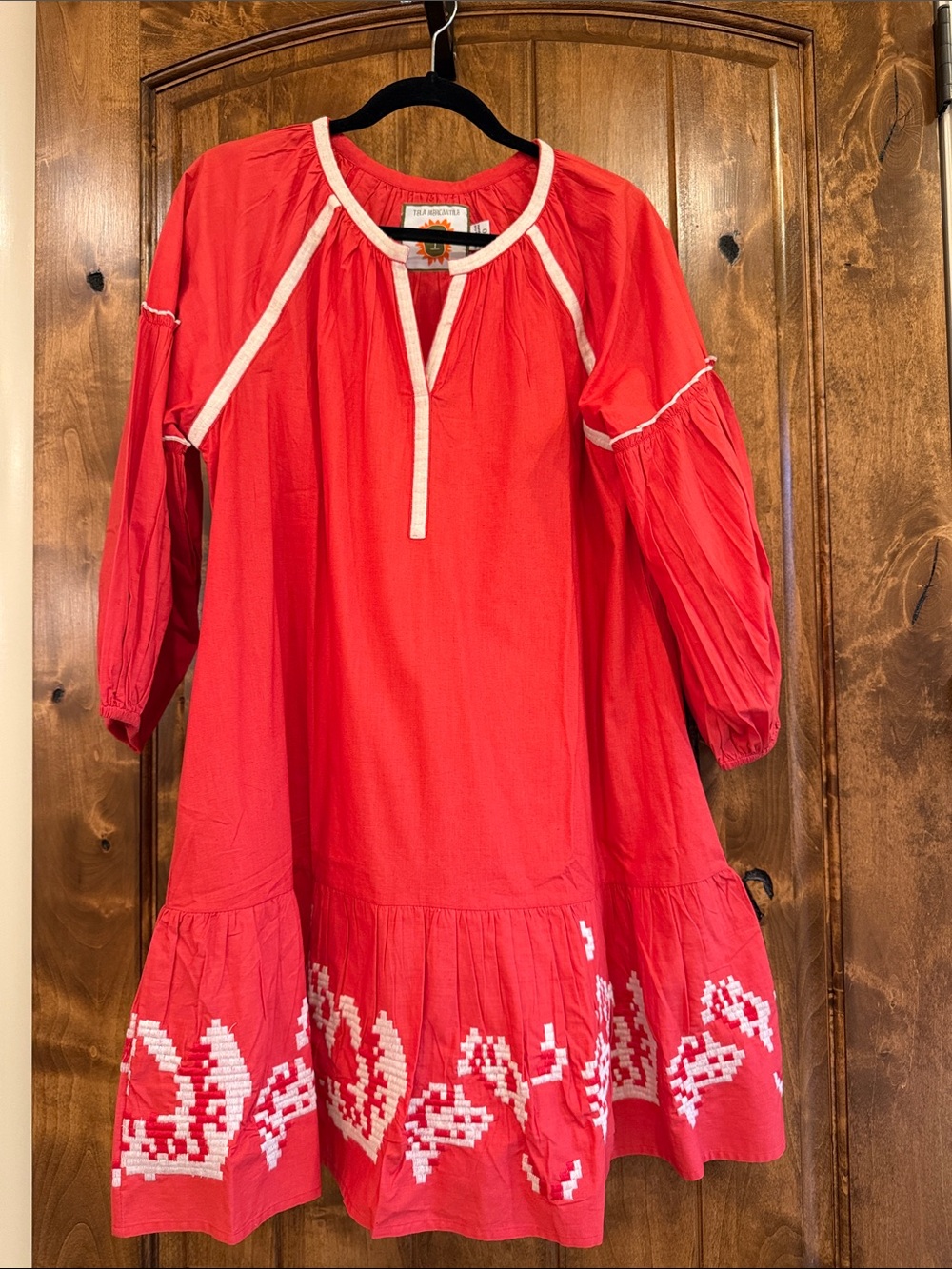 Red embroidered Cotten dress